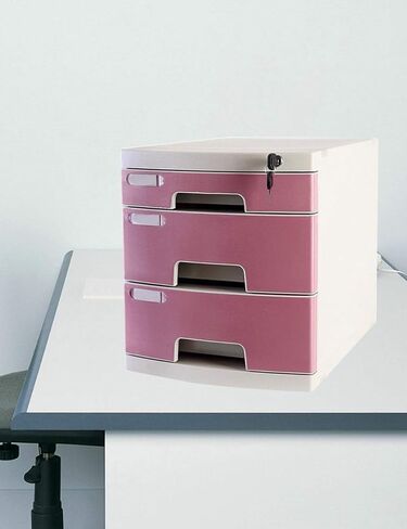 File cabinets Flat Desktop Cabinet 3 Drawers H325xW394xL295mm Plastic Safety Cabinet File Storage Cabinet Storage Box with Lock Home Office Furniture (C) in Saudi Arabia