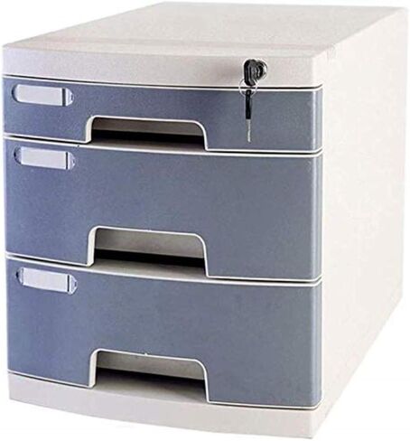 File cabinets Flat Desktop Cabinet 3 Drawers H325xW394xL295mm Plastic Safety Cabinet File Storage Cabinet Storage Box with Lock Home Office Furniture (C) in Saudi Arabia