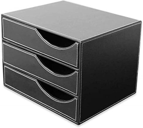 File cabinets Flat with Lock and Drawer Moving Multi-Function Cabinet 3 Drawers Color: Black, Brown Office Desktop File Storage Cabinet Storage (B) in Saudi Arabia