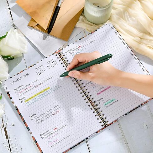 مخطط Timart 2026، يناير 2026 - ديسمبر 2026، مخطط أسبوعي وشهري، غلاف فني 2026 تقويم كتاب جدول أعمال الكتاب مع علامات التبويب، جيب داخلي للنساء، مثالي للوازم المنزلية المدرسية المكتبية، A5 (6.3 بوصة × 8.5 بوصة)-برتقالي in Kuwait