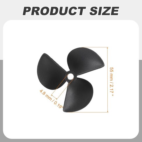 MECCANIXITY 2 قطعة مروحة قارب RC، 3 مراوح شفرات 4.8 مم فتحة ضياء 55 مم OD 80 مم درجة CW في اتجاه عقارب الساعة مروحة حفر دوارة لقارب RC، نموذج سفينة DIY، أسود in Saudi Arabia