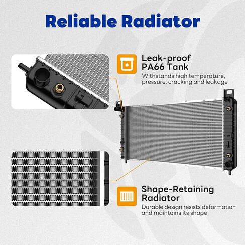 34" Radiator Compatible with 99-13 Chevy Silverado 1500 2500, 2000-2014 Suburban Tahoe, Fit for 2002-2013 Cadillac Escalade Avalanche, Fit for 1999-2014 GMC Yukon Sierra With TOC w/o EOC in Saudi Arabia