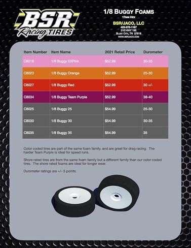 1/8 Buggy Purple Foam Tire Compound Black Dish Rim (2) BSRC8034-B in Saudi Arabia