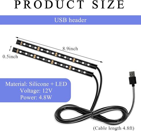 Car LED Strip Light, 12V 24 LEDs Auto Interior Atmosphere Lamp with USB Port, Vehicle Under Dash Ambient Neon Night Light Decorative Strip, Universal Car Accessories (Red) in Saudi Arabia