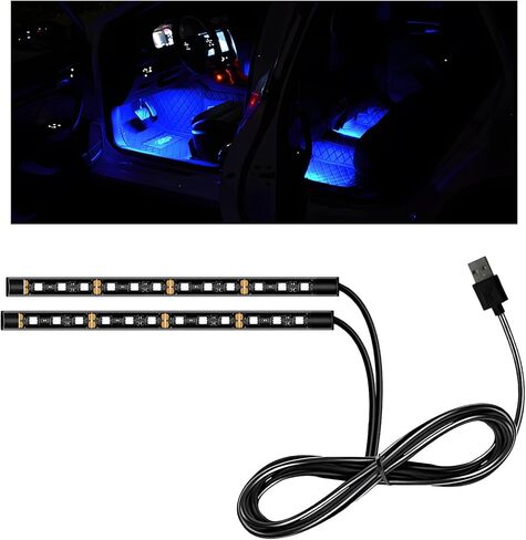 Car LED Strip Light, 12V 24 LEDs Auto Interior Atmosphere Lamp with USB Port, Vehicle Under Dash Ambient Neon Night Light Decorative Strip, Universal Car Accessories (Red) in Saudi Arabia