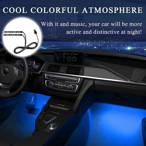 Car LED Strip Light, 12V 24 LEDs Auto Interior Atmosphere Lamp with USB Port, Vehicle Under Dash Ambient Neon Night Light Decorative Strip, Universal Car Accessories (Red) in Saudi Arabia