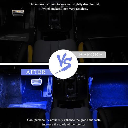 Car LED Strip Light, 12V 24 LEDs Auto Interior Atmosphere Lamp with USB Port, Vehicle Under Dash Ambient Neon Night Light Decorative Strip, Universal Car Accessories (Red) in Saudi Arabia