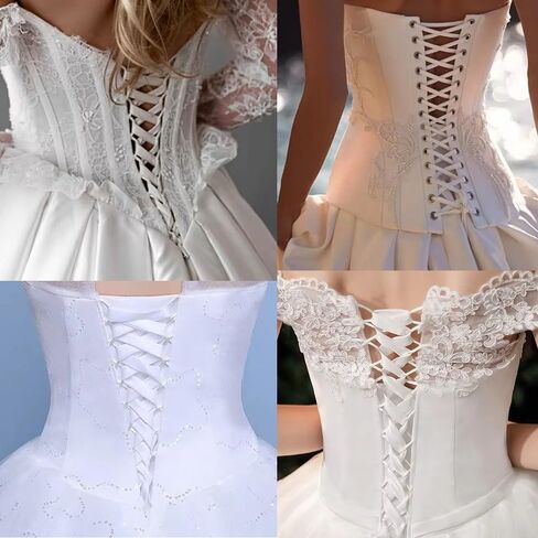 198 Inches Corset Ribbon Laces Elegant White Straps for Dress Adjustable Fit Satin Corset Ribbon Back Lace up Corsets Replacement Zipper or Buttons Belt Accessories (5m White) in Saudi Arabia