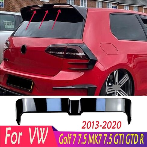 لـ-Volkswagen 2013-2020 Golf 7 .5 MK7 GTI GTD R ABS أسود لامع سقف السيارة سبويلر خلفي طقم هيكل الصندوق (جناح خلفي صغير 2) in Saudi Arabia