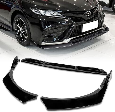 Stay-Tuned, 9PCS ABS STP-Style Front Bumper Lip Spoiler Body Kit + Universal 86" x 4" Side Skirts, Compatible with 2021-2024 Toyota Camry SE XSE Model Only, Exterior Accessory (Painted Black) in Saudi Arabia