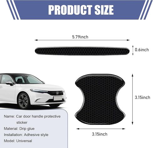 8 PCS Car Door Bowl and Handle Protector, Anti-Collision Waterproof Protection Film, Self-Adhesive High Elasticity Paint Guard, Universal Protective Exterior Accessory (Black) in Saudi Arabia