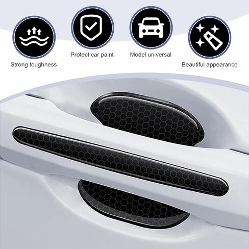 8 PCS Car Door Bowl and Handle Protector, Anti-Collision Waterproof Protection Film, Self-Adhesive High Elasticity Paint Guard, Universal Protective Exterior Accessory (Black) in Saudi Arabia