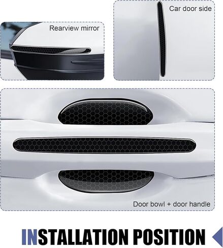 8 PCS Car Door Bowl and Handle Protector, Anti-Collision Waterproof Protection Film, Self-Adhesive High Elasticity Paint Guard, Universal Protective Exterior Accessory (Black) in Saudi Arabia