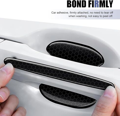 8 PCS Car Door Bowl and Handle Protector, Anti-Collision Waterproof Protection Film, Self-Adhesive High Elasticity Paint Guard, Universal Protective Exterior Accessory (Black) in Saudi Arabia