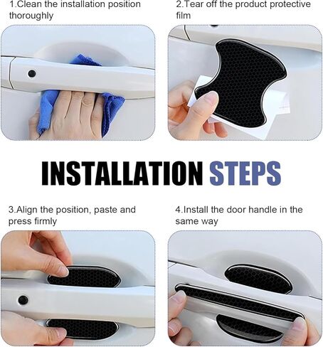 8 PCS Car Door Bowl and Handle Protector, Anti-Collision Waterproof Protection Film, Self-Adhesive High Elasticity Paint Guard, Universal Protective Exterior Accessory (Black) in Saudi Arabia