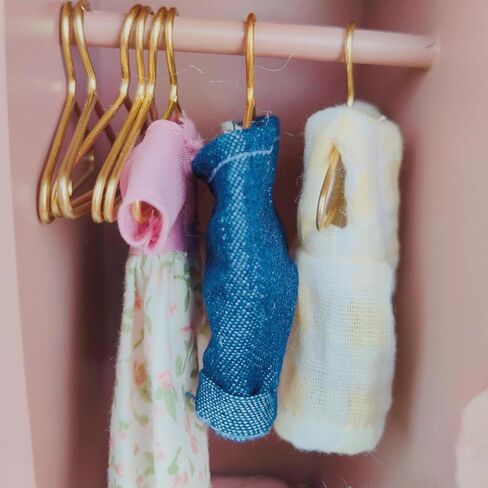 10Pcs 1:12 Dollhouse Metal Clothes Hangers Miniature Clothes Dress Storage Stand, IniOutfit Holders for Wardrobe Furniture Accessories in Saudi Arabia
