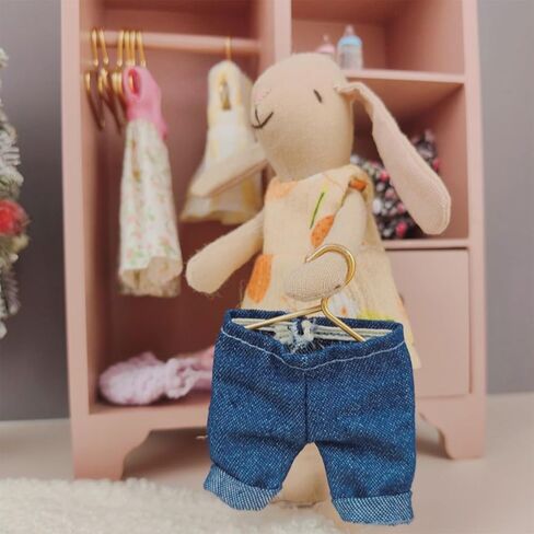 10Pcs 1:12 Dollhouse Metal Clothes Hangers Miniature Clothes Dress Storage Stand, IniOutfit Holders for Wardrobe Furniture Accessories in Saudi Arabia