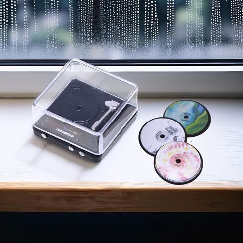 Miniature Retro Record Player Set, 1:12 Scale Vintage Turntable with 3 Mini Records, Realistic Alloy Model for Dollhouse Living Room & Music Room Accessories, Collectible Decor in Saudi Arabia