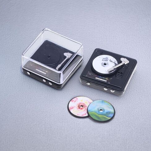 Miniature Retro Record Player Set, 1:12 Scale Vintage Turntable with 3 Mini Records, Realistic Alloy Model for Dollhouse Living Room & Music Room Accessories, Collectible Decor in Saudi Arabia