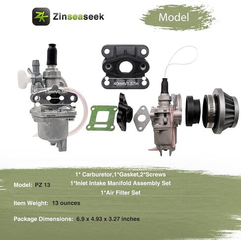 PZ13 13mm Carburetor 42mm Air Filter For 43cc 47cc 49cc 50cc 2-stroke Engine Pocket Bike Mini Bike Dirt Bike Mini Moto Mini Quad ATV Scooter Moped Go Kart Brush Cutter (Red) in Saudi Arabia