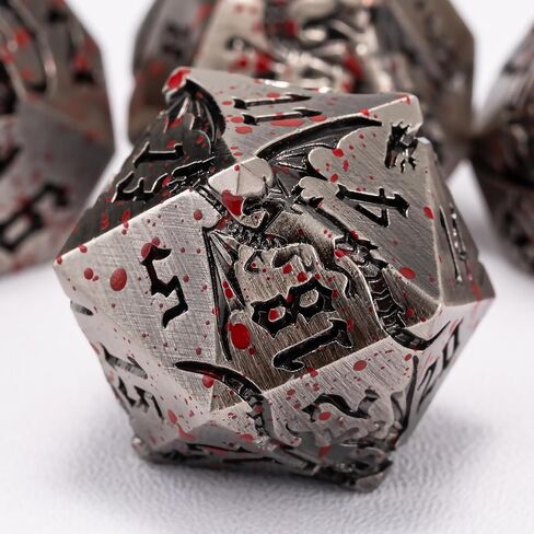 Metal DND Dragon Dice Set,D&D Polyhedral Dice with Dragon for Dungeons and Dragons RPG TTRPG D and D 7-Die Set with Gift Case in Saudi Arabia