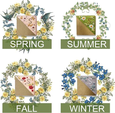 Dalianlc 26 Letters Personalized Hand Embroidered Corner Bookmark Cute Flower Embroidery Corner Book Marker Handmade Stitched Felt Triangle Corner for Book Reading Lovers Gift (K, Summer) in Saudi Arabia