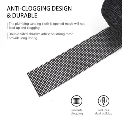 SCOTTCHEN Sanding Rolls/Plumbing Sanding Cloth 1-1/2" x 11yd (33 ft) / Plumber's Double Side Open Mesh/Aluminum Oxide Grit #240-1Roll in Kuwait