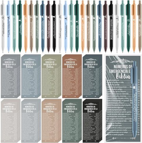 50 Sets Christmas Christian Gifts Bulk Christian Pens Bible Verse Emergency Numbers Bookmarks Religious Church Welcome Gifts for Coworker Pastor Sunday School Favor(Christmas Color,English) in Saudi Arabia