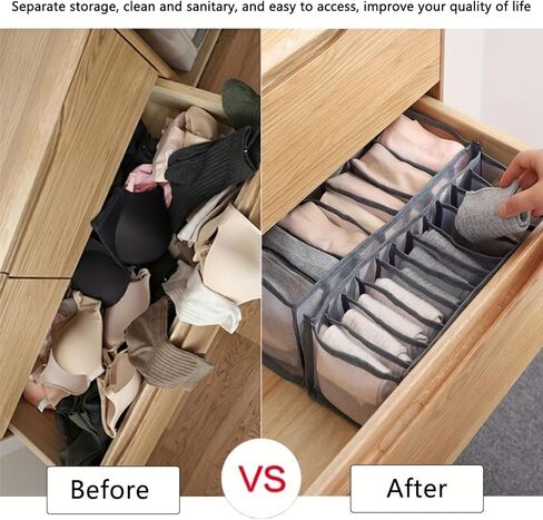 3Pcs Drawer Organizer, Foldable Mesh Divider for Makeup, Underwear & Gadgets, Versatile Storage for Bedroom, Office & Travel,Black in Saudi Arabia