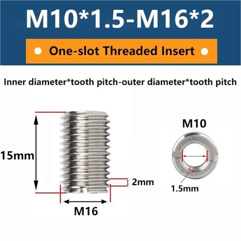 Thread Repairing Nut, 10Pcs Self Tapping Thread Insert M6 x 1.0mm M10 x 1.5mm 8MM in Kuwait