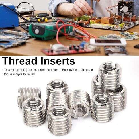Thread Repairing Nut, 10Pcs Self Tapping Thread Insert M6 x 1.0mm M10 x 1.5mm 8MM in Kuwait