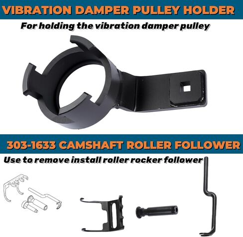 303-1633 303-1655 Camshaft Alignment Tool Vibration Damper Pulley Holder Roller, Roller Rocker Follower Remove Install Timing Tool Kit Replacement for Ford F-150 Lincoln Navigator 3.5L V6 in Saudi Arabia