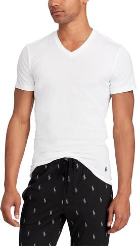 Polo Ralph Lauren Underwear Men's 3 Pack Slim Fit V Neck Tees, Black, L in Saudi Arabia