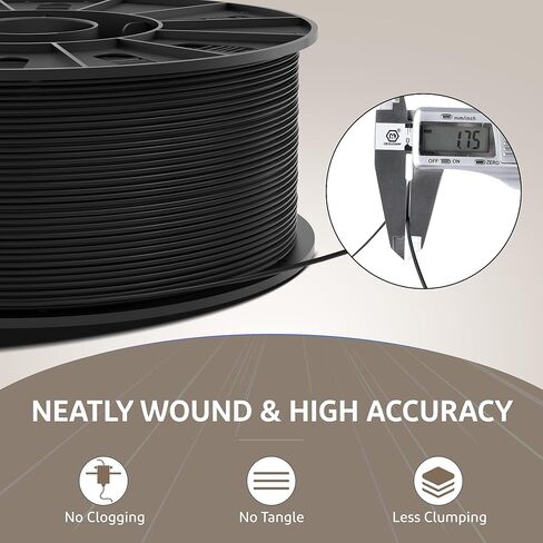 ELEGOO Rapid PETG Filament 1.75 مم أسود 2 كجم، سرعة عالية 30-600 مم/ثانية دقة أبعاد الطابعة ثلاثية الأبعاد +/- 0.02 مم، بكرة من الورق المقوى 1 كجم (2.2 رطل) تناسب معظم طابعات FDM ثلاثية الأبعاد in Kuwait