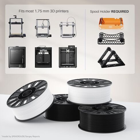 ELEGOO Rapid PETG Filament 1.75 مم أسود 2 كجم، سرعة عالية 30-600 مم/ثانية دقة أبعاد الطابعة ثلاثية الأبعاد +/- 0.02 مم، بكرة من الورق المقوى 1 كجم (2.2 رطل) تناسب معظم طابعات FDM ثلاثية الأبعاد in Kuwait