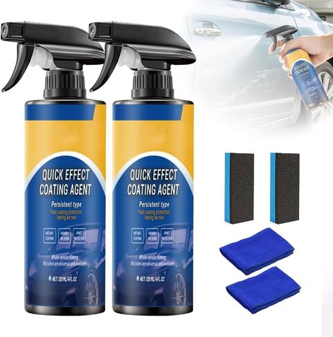 Advanced Car Quick-acting Coating Agent Spray, Upgrade Car Coating Spray, Quick Effect Coating Agent, Quickly Coat Car Wax, Polish Sprays Waterless Wash Wax, Oil Film Emulsion Glass Cleaner (2Pcs) in Saudi Arabia