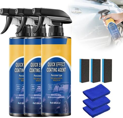 Advanced Car Quick-acting Coating Agent Spray, Upgrade Car Coating Spray, Quick Effect Coating Agent, Quickly Coat Car Wax, Polish Sprays Waterless Wash Wax, Oil Film Emulsion Glass Cleaner (2Pcs) in Saudi Arabia