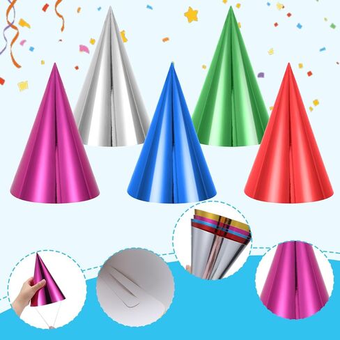 15 Pcs Colorful Birthday Party Hats, Paper Cone Hats Headbands Birthday Party Supplies Handmade Celebration Headwear with Elastic String for Kids and Adults, Friend Gatherings in Saudi Arabia