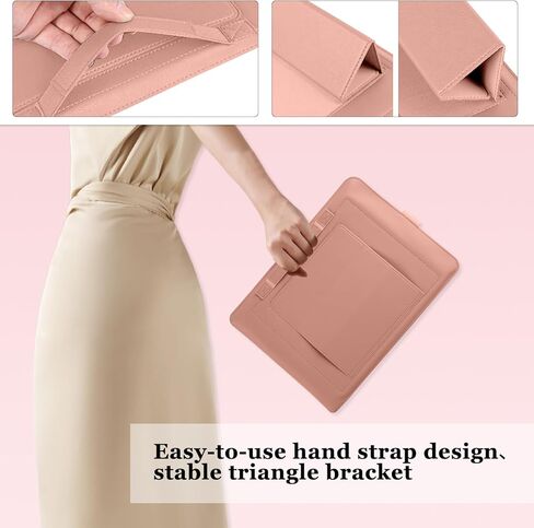 حافظة حماية للكمبيوتر المحمول مقاس 15-15.6 بوصة لجهاز MacBook Air/Pro 15 بوصة (M4/M3/M2)، [3 في 1] غطاء نحيف مقاوم للماء من جلد البولي يوريثان مع حامل وماوس لجهاز MacBook Pro (15 بوصة) - وردي in Kuwait