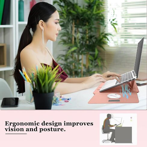 حافظة حماية للكمبيوتر المحمول مقاس 15-15.6 بوصة لجهاز MacBook Air/Pro 15 بوصة (M4/M3/M2)، [3 في 1] غطاء نحيف مقاوم للماء من جلد البولي يوريثان مع حامل وماوس لجهاز MacBook Pro (15 بوصة) - وردي in Kuwait