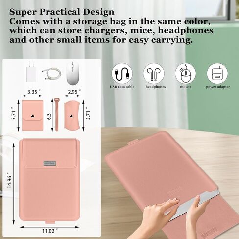 حافظة حماية للكمبيوتر المحمول مقاس 15-15.6 بوصة لجهاز MacBook Air/Pro 15 بوصة (M4/M3/M2)، [3 في 1] غطاء نحيف مقاوم للماء من جلد البولي يوريثان مع حامل وماوس لجهاز MacBook Pro (15 بوصة) - وردي in Kuwait