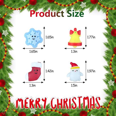 60pcs Christmas Mochi Squishy Toys, Christmas Squishies Party Favors Fidget Toys Stocking Stuffers for Kids Christmas Goodie Bag Stuffers Gifts Bulk in Saudi Arabia
