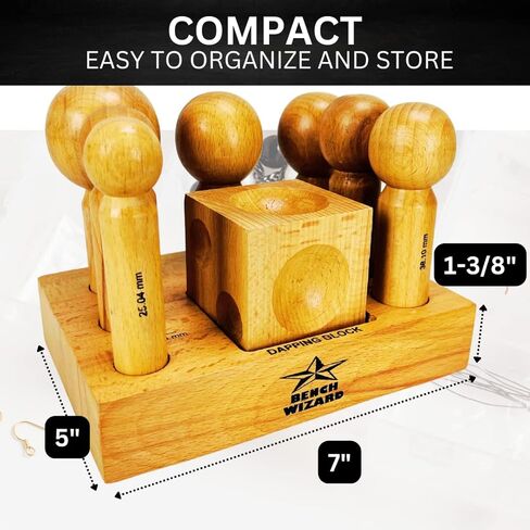 BENCH WIZARD 7 Piece U-Channel | Smooth Hardwood Block | Hammer Shaped Punches Set | Sizes: 25mm-11mm | 90° V-Groove (10mm) in Kuwait