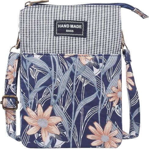 WITERY Leaf Pattern Canvas Cell Phone Purse Wallet Lightweight Small Crossbody Purse Bags for Women Girls in Saudi Arabia