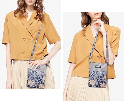 WITERY Leaf Pattern Canvas Cell Phone Purse Wallet Lightweight Small Crossbody Purse Bags for Women Girls in Saudi Arabia