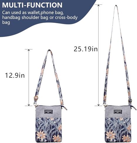 WITERY Leaf Pattern Canvas Cell Phone Purse Wallet Lightweight Small Crossbody Purse Bags for Women Girls in Saudi Arabia