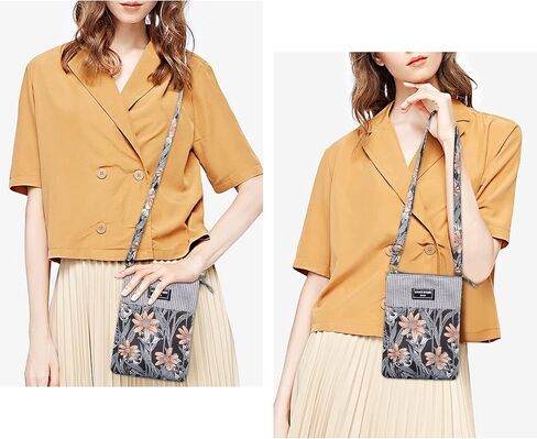 WITERY Leaf Pattern Canvas Cell Phone Purse Wallet Lightweight Small Crossbody Purse Bags for Women Girls in Kuwait