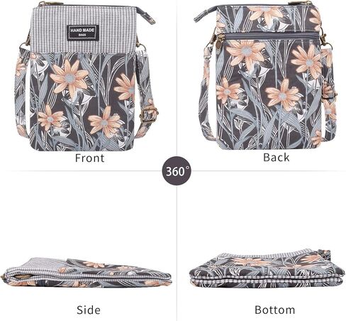 WITERY Leaf Pattern Canvas Cell Phone Purse Wallet Lightweight Small Crossbody Purse Bags for Women Girls in Kuwait