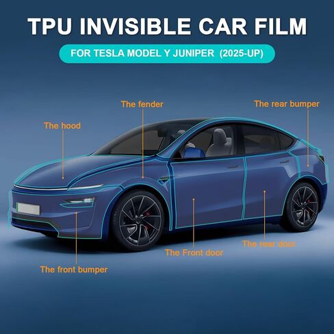 Precut Paint Protective Film for 2025 2026 Tesla Model Y Juniper Full Body 8.5 Mil TPU PPF Clear/Matte Car HD Scratch Exterior Accessories (Transparent) in Saudi Arabia