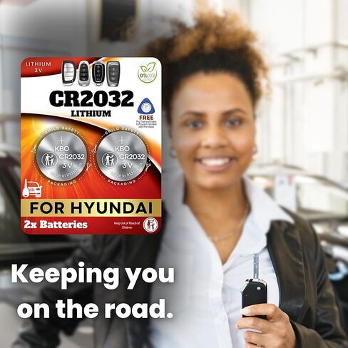 Key Fob Battery for Hyundai CR2032 (2 Pack) - OEM Remote Battery Replacement for Sonata, Santa Fe, Tucson - Includes Pry Tool and Video Guide for Easy Installation in Saudi Arabia